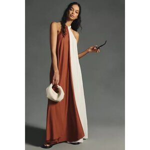 Anthropologie Chic Halter Color Block Maxi Dress
